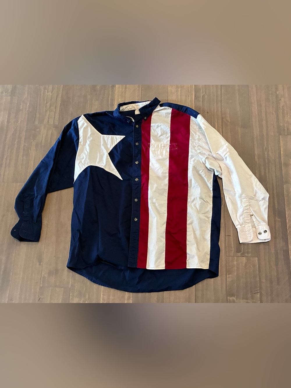 Vintage Wrangler Texas Flag Western Shirt Sz 2XL Lone Star Rodeo Cowboy Country